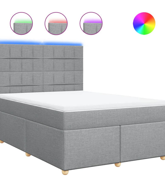 Boxspringbett mit Matratze Hellgrau 160x200 cm Stoff