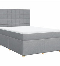 Boxspringbett mit Matratze Hellgrau 160x200 cm Stoff