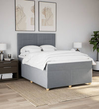 Boxspringbett mit Matratze Hellgrau 160x200 cm Stoff