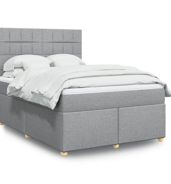 Boxspringbett mit Matratze Hellgrau 160x200 cm Stoff