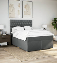 Boxspringbett mit Matratze Dunkelgrau 160x200 cm Stoff