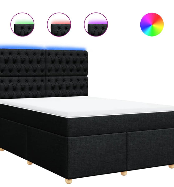 Boxspringbett mit Matratze Schwarz 160x200 cm Stoff