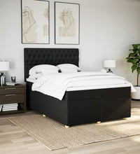 Boxspringbett mit Matratze Schwarz 160x200 cm Stoff