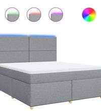 Boxspringbett mit Matratze Hellgrau 180x200 cm Stoff
