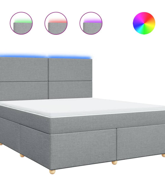 Boxspringbett mit Matratze Hellgrau 180x200 cm Stoff