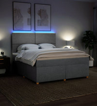 Boxspringbett mit Matratze Hellgrau 180x200 cm Stoff