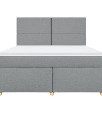 Boxspringbett mit Matratze Hellgrau 180x200 cm Stoff