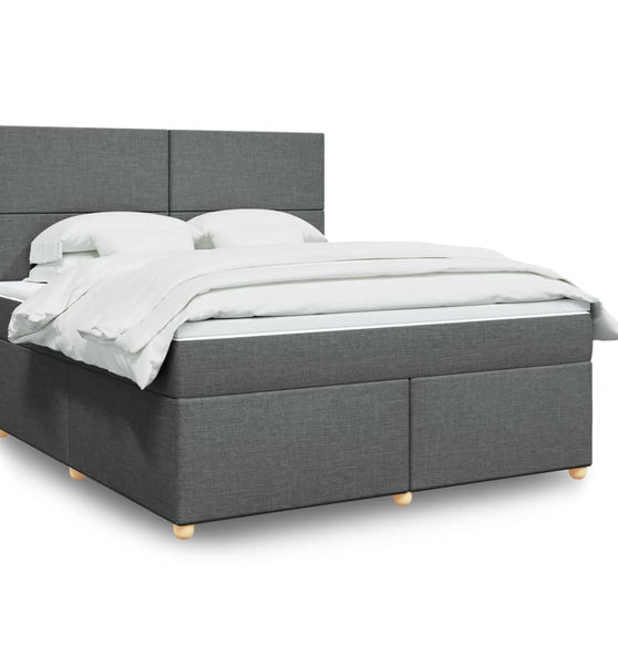 Boxspringbett mit Matratze Dunkelgrau 180x200 cm Stoff