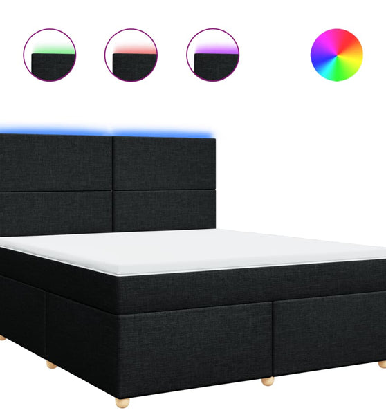 Boxspringbett mit Matratze Schwarz 180x200 cm Stoff