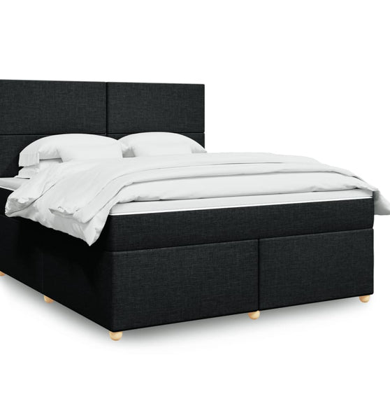 Boxspringbett mit Matratze Schwarz 180x200 cm Stoff