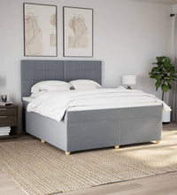 Boxspringbett mit Matratze Hellgrau 180x200 cm Stoff