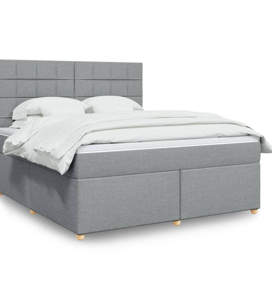 Boxspringbett mit Matratze Hellgrau 180x200 cm Stoff