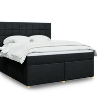 Boxspringbett mit Matratze Schwarz 180x200 cm Stoff
