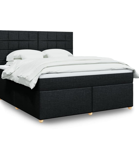 Boxspringbett mit Matratze Schwarz 180x200 cm Stoff