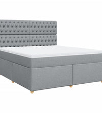 Boxspringbett mit Matratze Hellgrau 180x200 cm Stoff