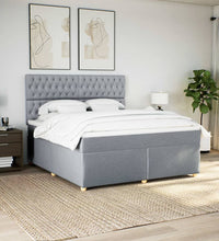 Boxspringbett mit Matratze Hellgrau 180x200 cm Stoff