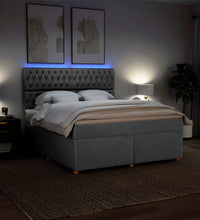 Boxspringbett mit Matratze Hellgrau 180x200 cm Stoff
