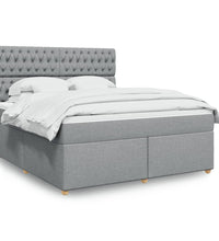 Boxspringbett mit Matratze Hellgrau 180x200 cm Stoff
