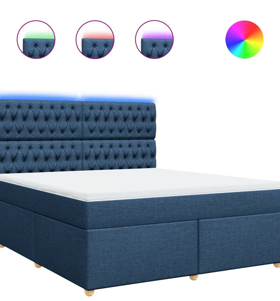Boxspringbett mit Matratze Blau 180x200 cm Stoff