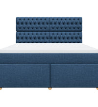 Boxspringbett mit Matratze Blau 180x200 cm Stoff