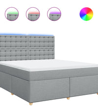 Boxspringbett mit Matratze Hellgrau 180x200 cm Stoff