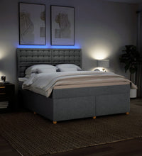 Boxspringbett mit Matratze Hellgrau 180x200 cm Stoff