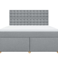 Boxspringbett mit Matratze Hellgrau 180x200 cm Stoff