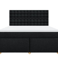 Boxspringbett mit Matratze Schwarz 180x200 cm Stoff