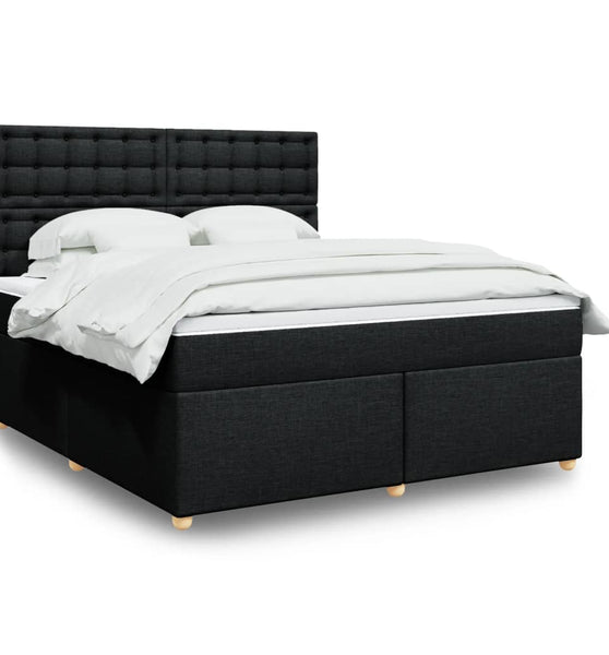 Boxspringbett mit Matratze Schwarz 180x200 cm Stoff