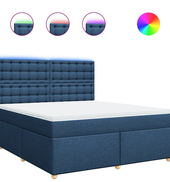 Boxspringbett mit Matratze Blau 180x200 cm Stoff