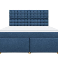 Boxspringbett mit Matratze Blau 180x200 cm Stoff