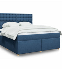 Boxspringbett mit Matratze Blau 180x200 cm Stoff