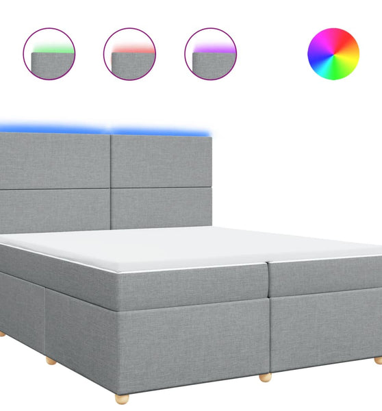 Boxspringbett mit Matratze Hellgrau 200x200 cm Stoff