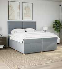 Boxspringbett mit Matratze Hellgrau 200x200 cm Stoff