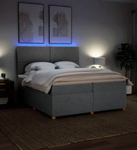 Boxspringbett mit Matratze Hellgrau 200x200 cm Stoff