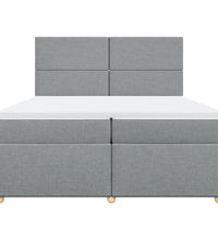 Boxspringbett mit Matratze Hellgrau 200x200 cm Stoff