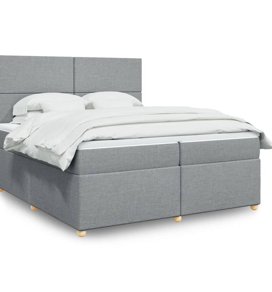 Boxspringbett mit Matratze Hellgrau 200x200 cm Stoff