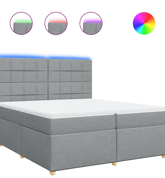 Boxspringbett mit Matratze Hellgrau 200x200 cm Stoff