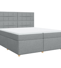 Boxspringbett mit Matratze Hellgrau 200x200 cm Stoff