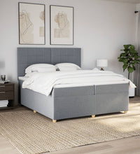 Boxspringbett mit Matratze Hellgrau 200x200 cm Stoff