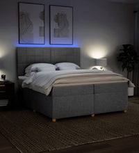 Boxspringbett mit Matratze Hellgrau 200x200 cm Stoff
