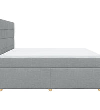 Boxspringbett mit Matratze Hellgrau 200x200 cm Stoff
