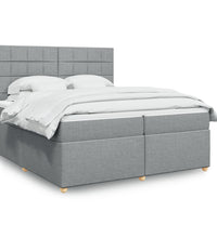 Boxspringbett mit Matratze Hellgrau 200x200 cm Stoff