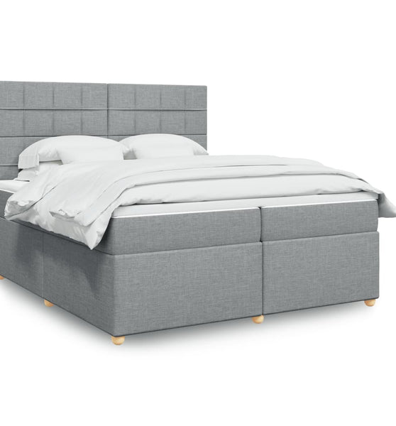 Boxspringbett mit Matratze Hellgrau 200x200 cm Stoff