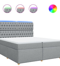 Boxspringbett mit Matratze Hellgrau 200x200 cm Stoff