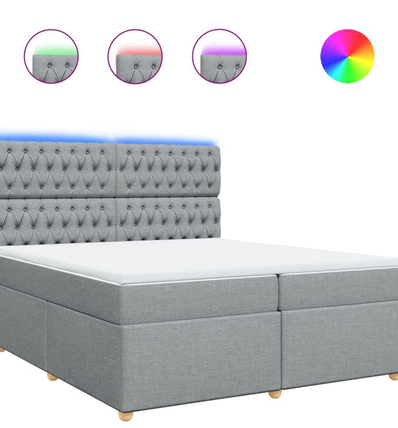 Boxspringbett mit Matratze Hellgrau 200x200 cm Stoff