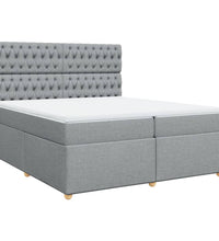 Boxspringbett mit Matratze Hellgrau 200x200 cm Stoff