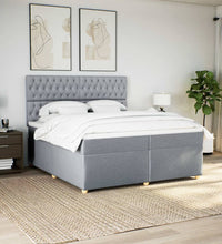 Boxspringbett mit Matratze Hellgrau 200x200 cm Stoff