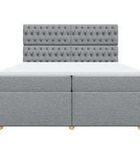 Boxspringbett mit Matratze Hellgrau 200x200 cm Stoff