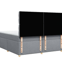 Boxspringbett mit Matratze Hellgrau 200x200 cm Stoff